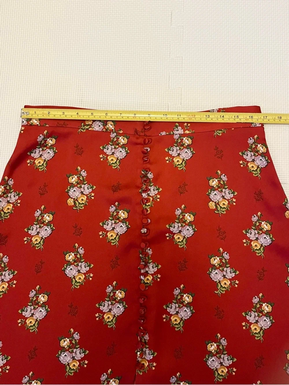 Zara Floral Midi Skirt Button Front Slit A-Line Size XL - Picture 11 of 12